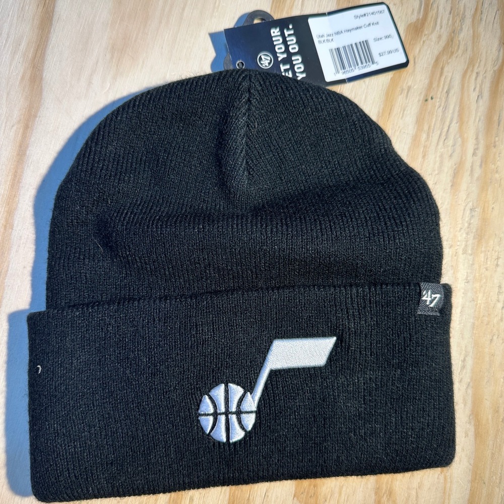 47 Brand Utah Jazz NBA Haymaker Cuff Knit Beanie Black 21401567 OSFA
